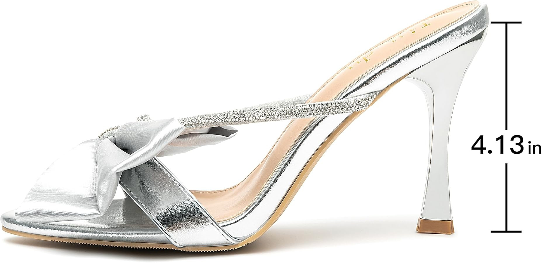 Jiu du Women's Bow Heels Sandals Rhinestone High Heels Pointed Toe Slip On Mules Heels Wedding Pa... | Amazon (US)
