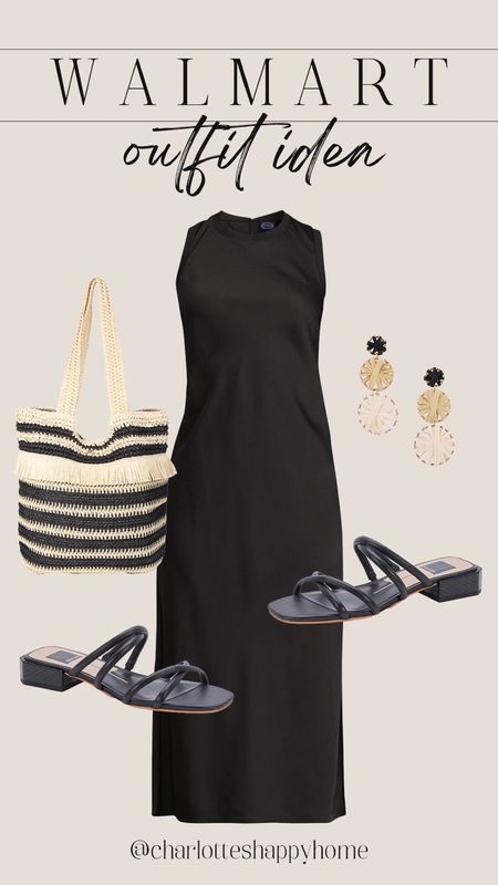 Cute, neutral summer outfit idea from Walmart! 

#walmartfashion

Walmart fashion. Walmart summer outfit. Walmart black summer dress. Walmart black strappy sandals  

#LTKSeasonal #LTKFindsUnder100 #LTKStyleTip