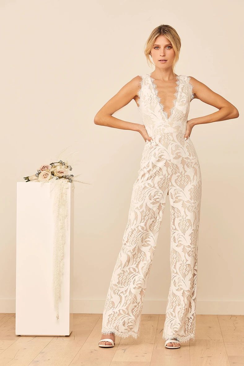 Enamored With You White Lace Wide-Leg Jumpsuit | Lulus