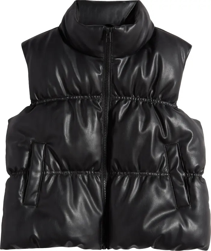 Freshman Crop Faux Leather Puffer Vest | Nordstrom | Nordstrom