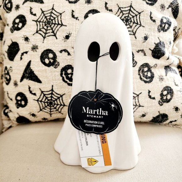 Martha Stewart Ceramic LED Light Up Ghost 9" Halloween Decor NWT | Poshmark