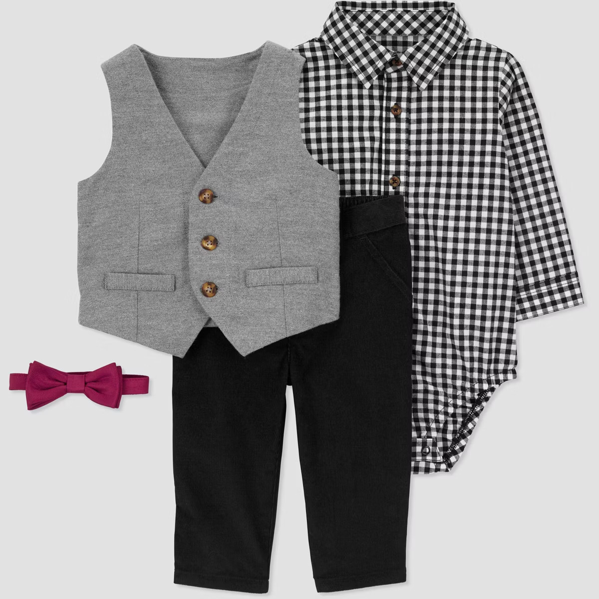 Carter's Just One You®️ Baby Boys' 3pc Gingham Vest Set - Black | Target