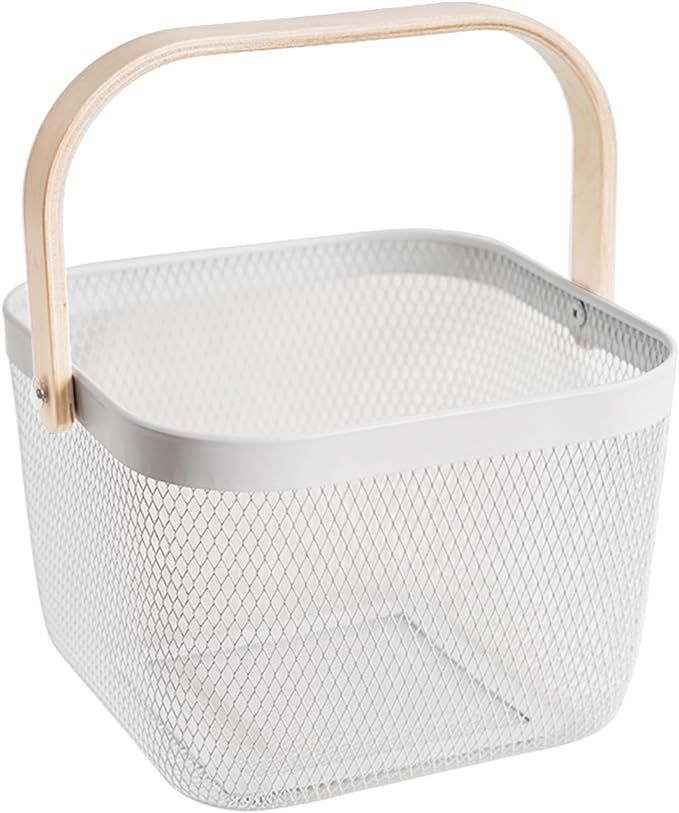 Metal Mesh Steel Basket, Garden Harvest Basket for Gathering Vegetables Square Wire Basket with H... | Amazon (US)