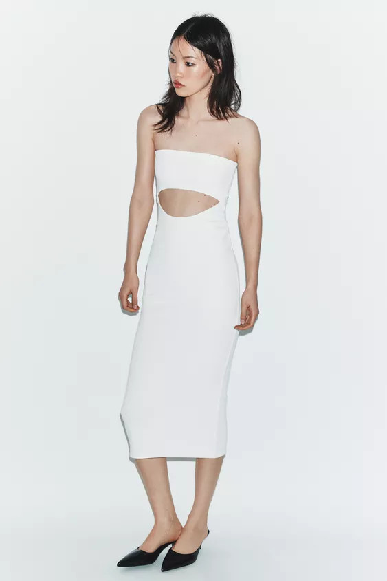 STRETCH KNIT CUT-OUT MIDI DRESS | Zara UK