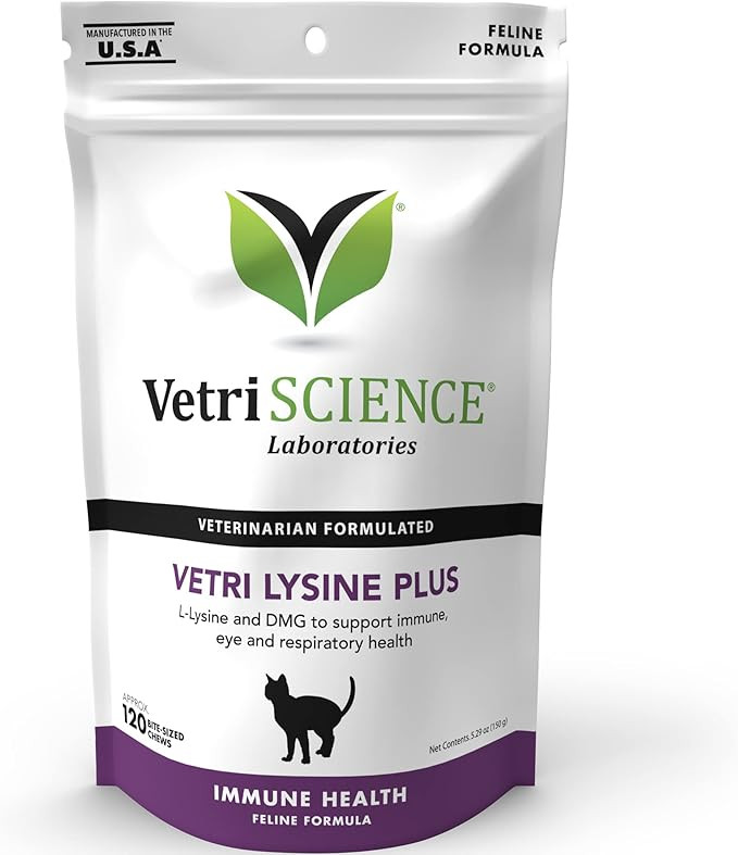 VetriScience Vetri Lysine Plus - 120 Chews - Immune Support Cat Supplements and Vitamins with L-L... | Amazon (US)