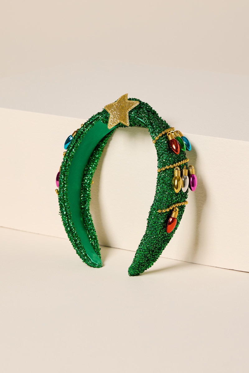 Tinsel Christmas Tree Headband | Francesca's