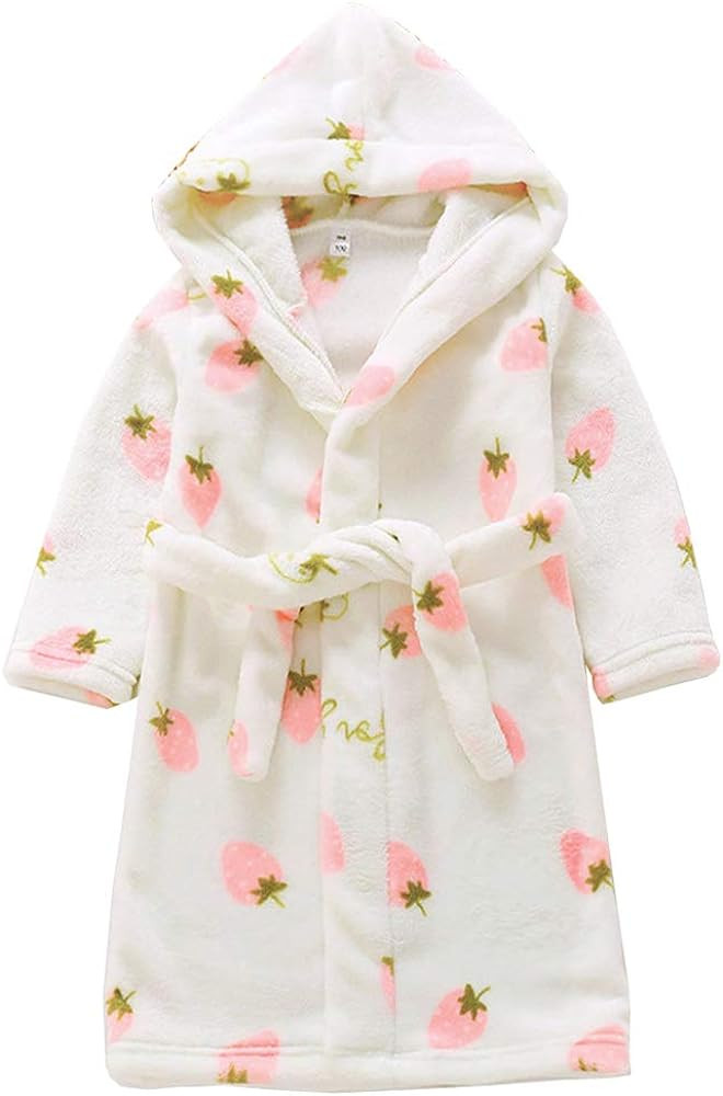Kids Bathrobe Hooded Plush Fleece Robe for Girls Boys | Amazon (US)