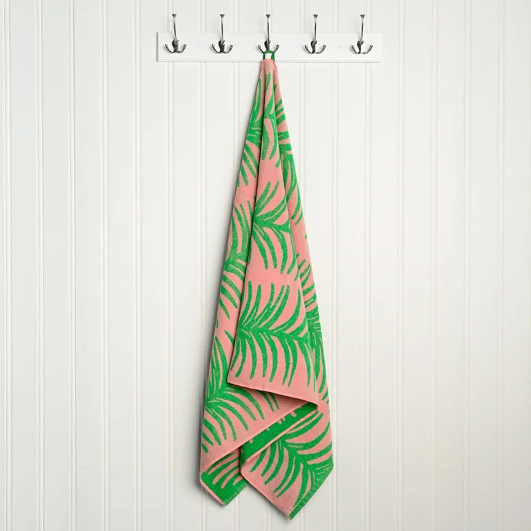 Better Homes & Gardens Palm Tree Beach Towels, 2 Pack, Pink, 72 in x 38 in | Walmart (US)