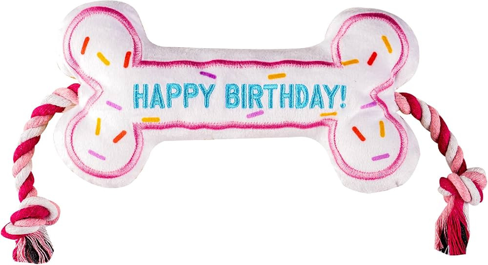Birthday Bone Interactive Dog Toy - Interactive Tug Rope Pet Toy - Cute Unique Design Party Birth... | Amazon (US)