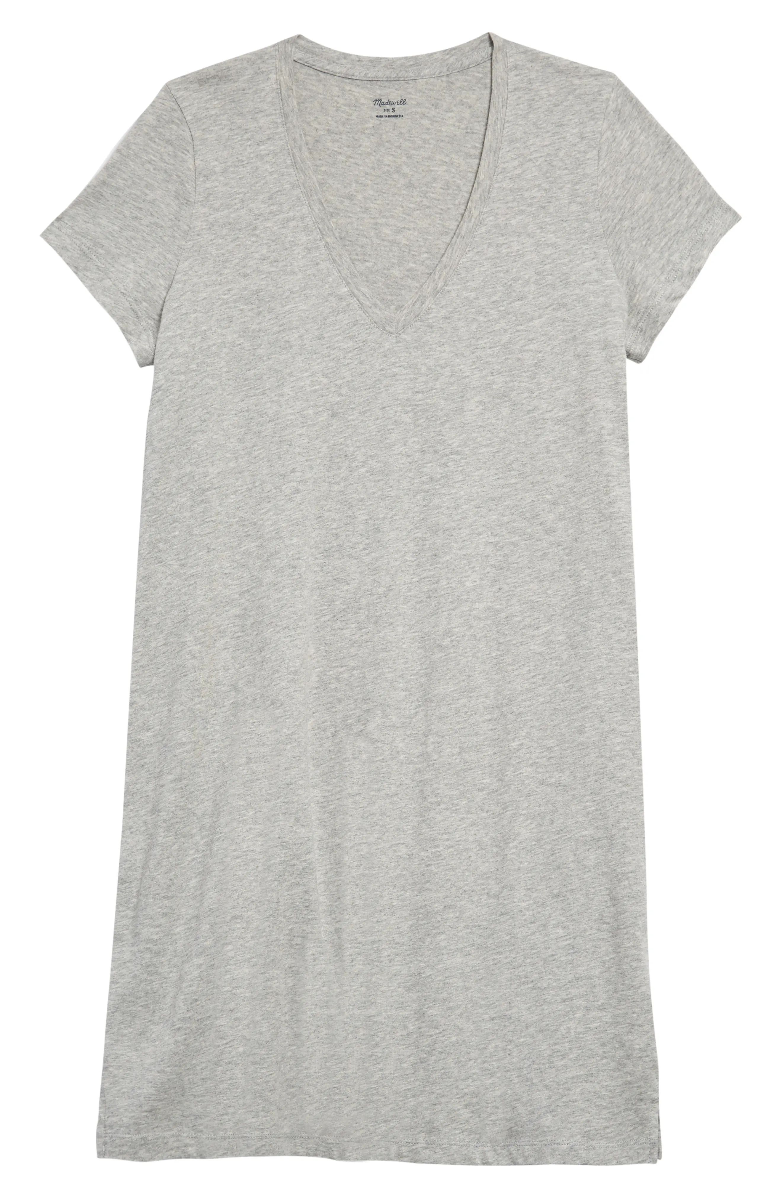 Women's Madewell Northside V-Neck T-Shirt Dress, Size Small - Grey | Nordstrom
