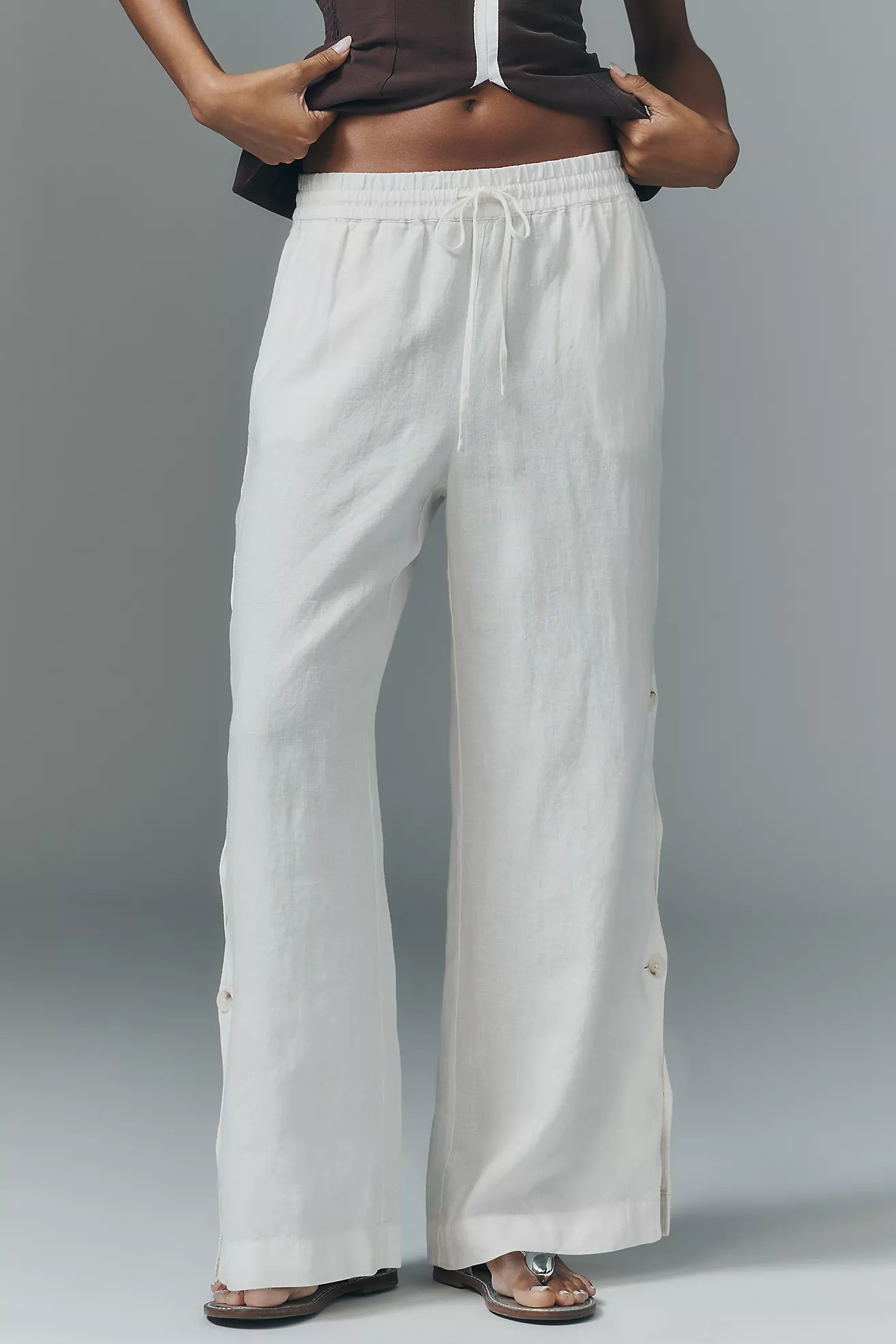 Brooklin Wavy Linen Wide-Leg Pants by Maeve | Anthropologie (US)