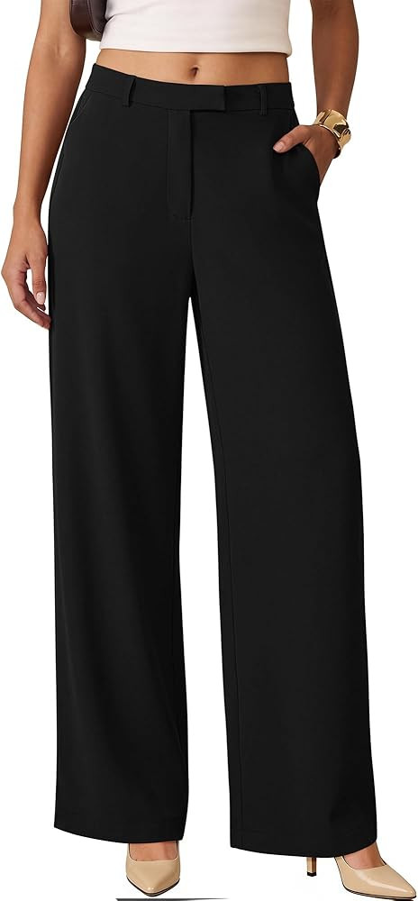 ANRABESS Womens Wide Leg Business Casual Pants 2026 High Elastic Waisted Loose Fit Work Office Tr... | Amazon (US)