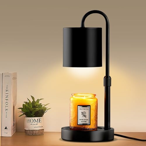Briever Dimmable Candle Warmer Lamp with Timer, Height Adjustable Electric Candle Wax Warmer, Christmas Birthday Gifts for Women Mom, House Warming Gifts New Home Room Decor, Black Solid Wood Base | Amazon (US)