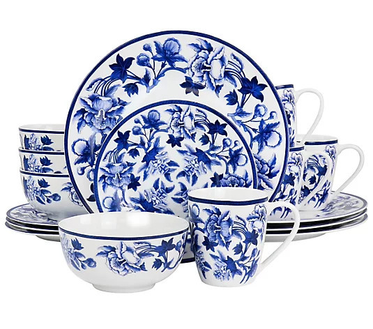 Martha Stewart 16-Piece Blue Vintage Dinnerware Set | QVC