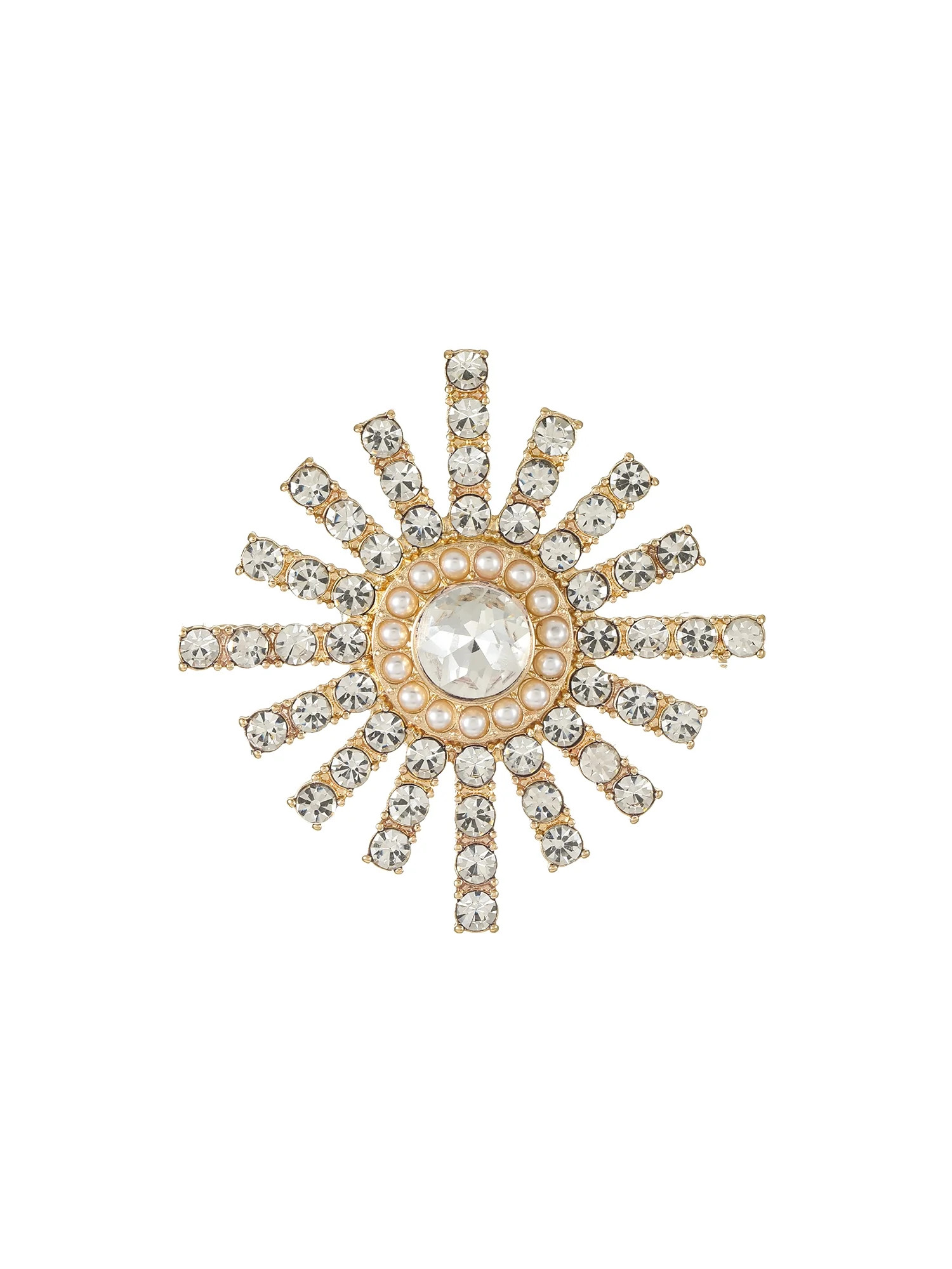 Time and True Goldtone Rhinestone Sunburst Brooch, 1 Piece | Walmart (US)