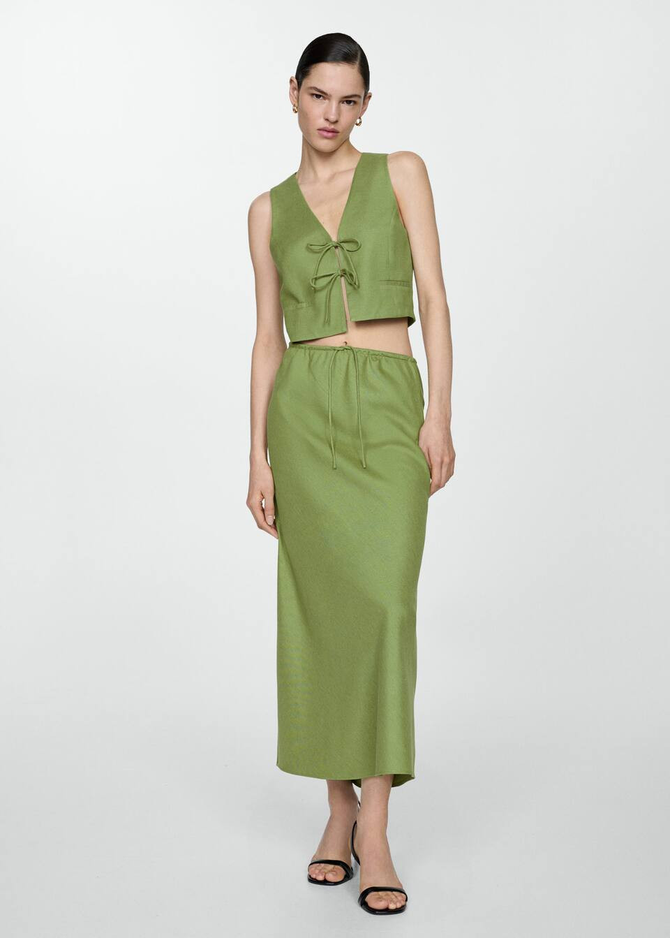Long skirt with adjustable bow -  Women | Mango USA | MANGO (US)