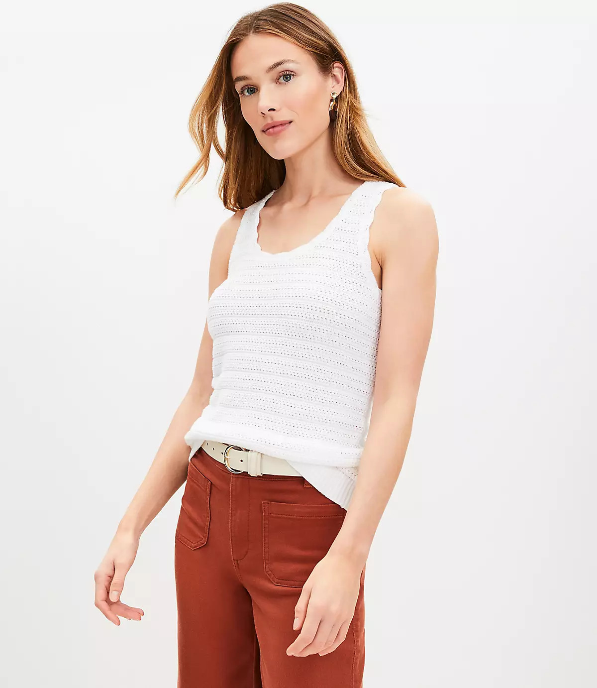 Crochet Scoop Neck Sweater Tank Top | LOFT