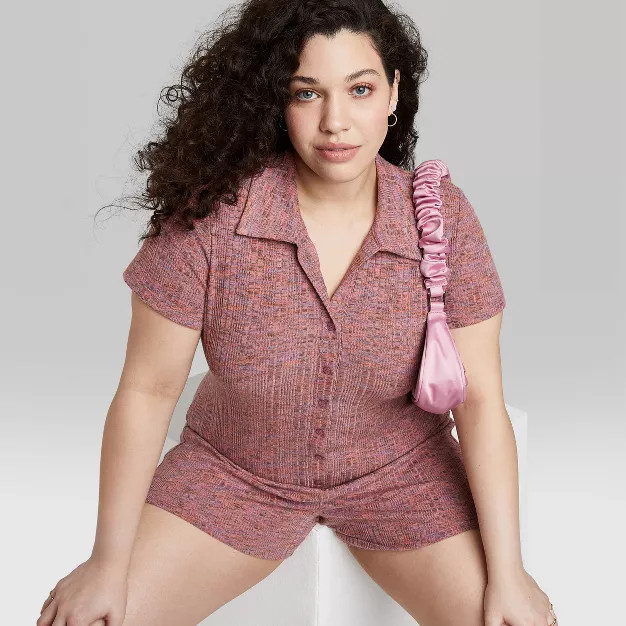 Women's Short Sleeve Button-Front Romper - Wild Fable™ | Target