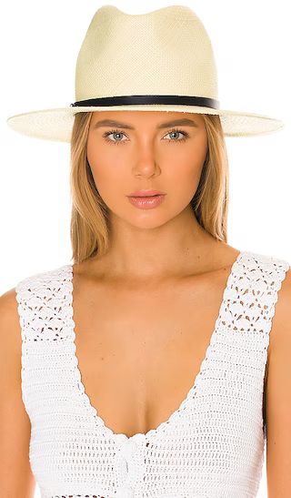 Panama Continental Hat in Natural & Black Leather | Revolve Clothing (Global)