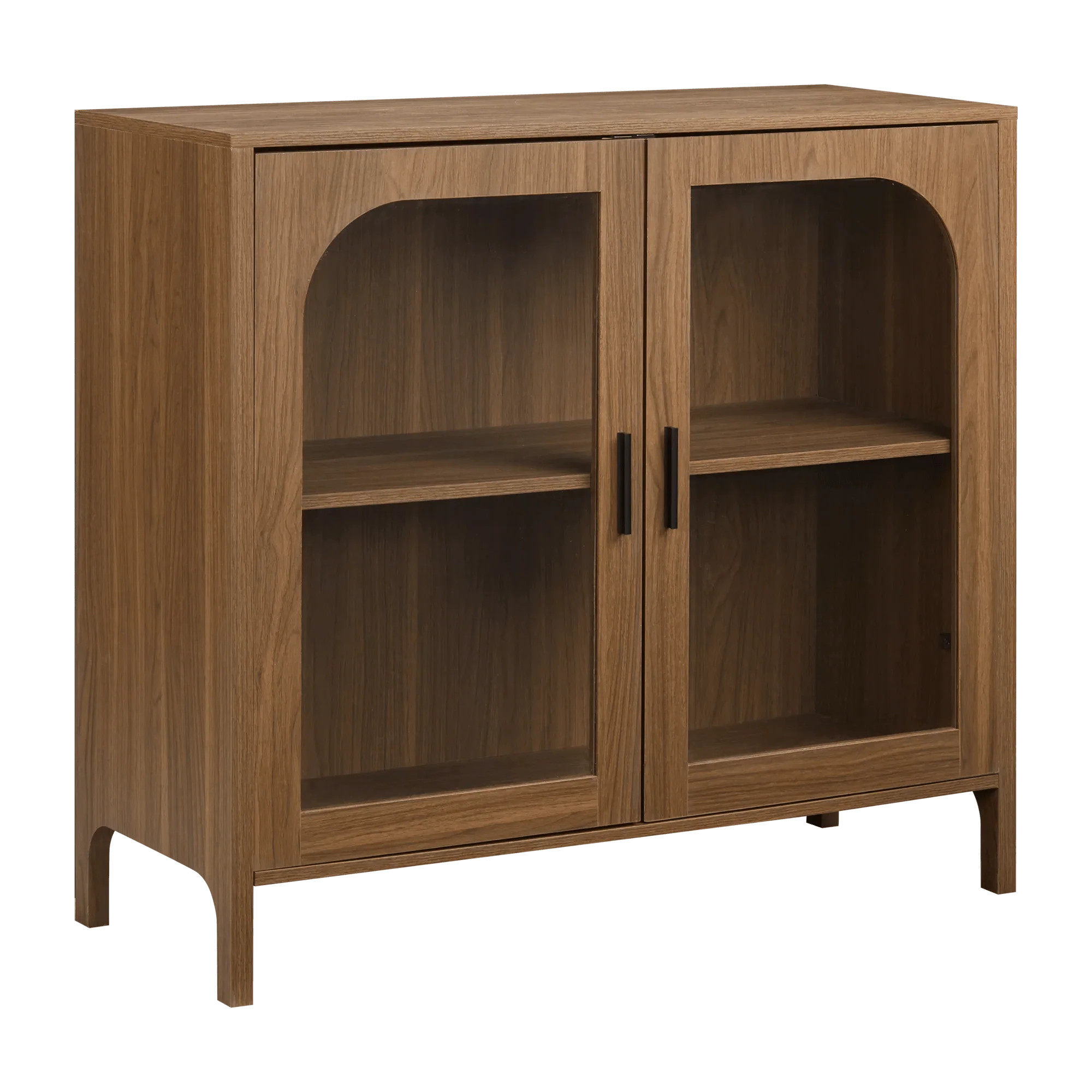 Wooden Veneer Buffet with Glass Doors | Bouclair