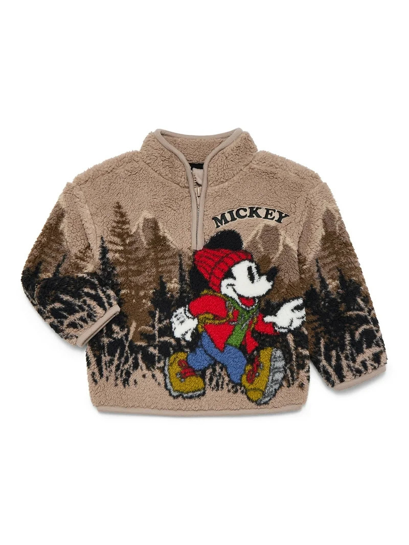Mickey Mouse Toddler Boys Plush Fleece Half Zip Sweatshirt, Sizes 12M-5T | Walmart (US)