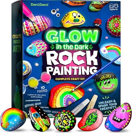 Dan&Darci Kids Rock Painting Kit - Glow in The Dark - Christmas Gifts Arts & Crafts for Boys and ... | Amazon (US)