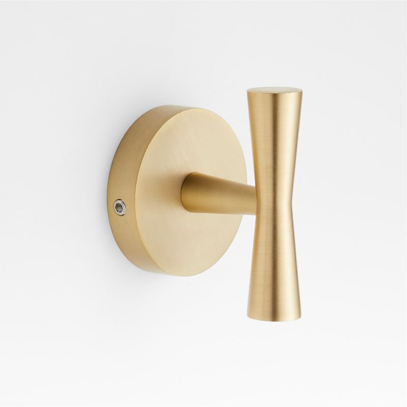 Tapered Brushed Brass Bathroom Towel Hook | Crate & Barrel