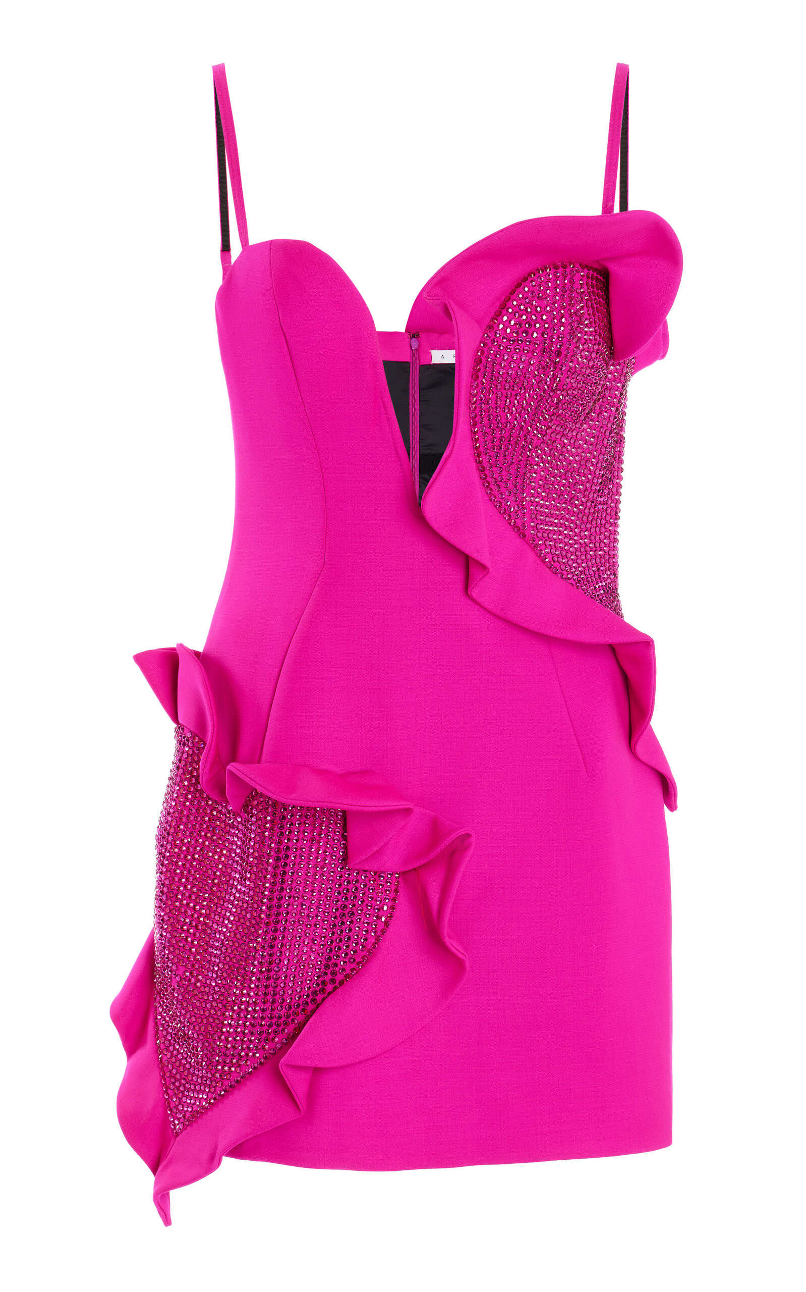 Area - Women's Heart Ruffled Stretch-Wool Mini Dress - Pink - US 4 - Moda Operandi | Moda Operandi (Global)