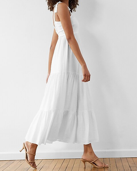 Tie Shoulder Tiered Maxi Dress | Express