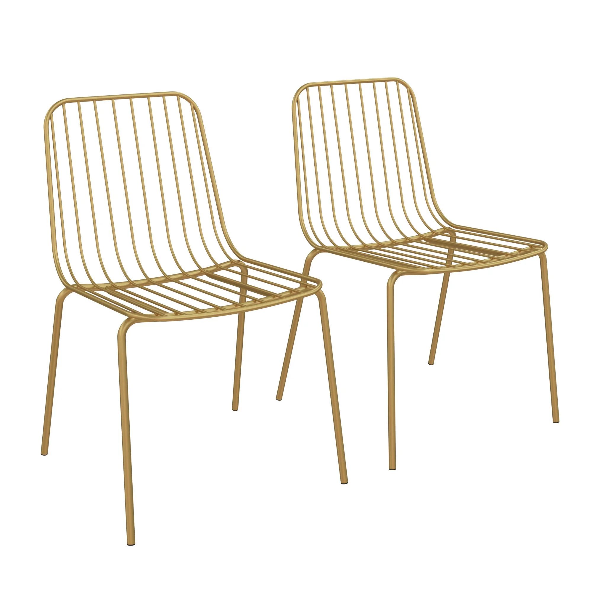 DHP Caden Wire Dining Chair, Set of 2, Gold Metal | Walmart (US)