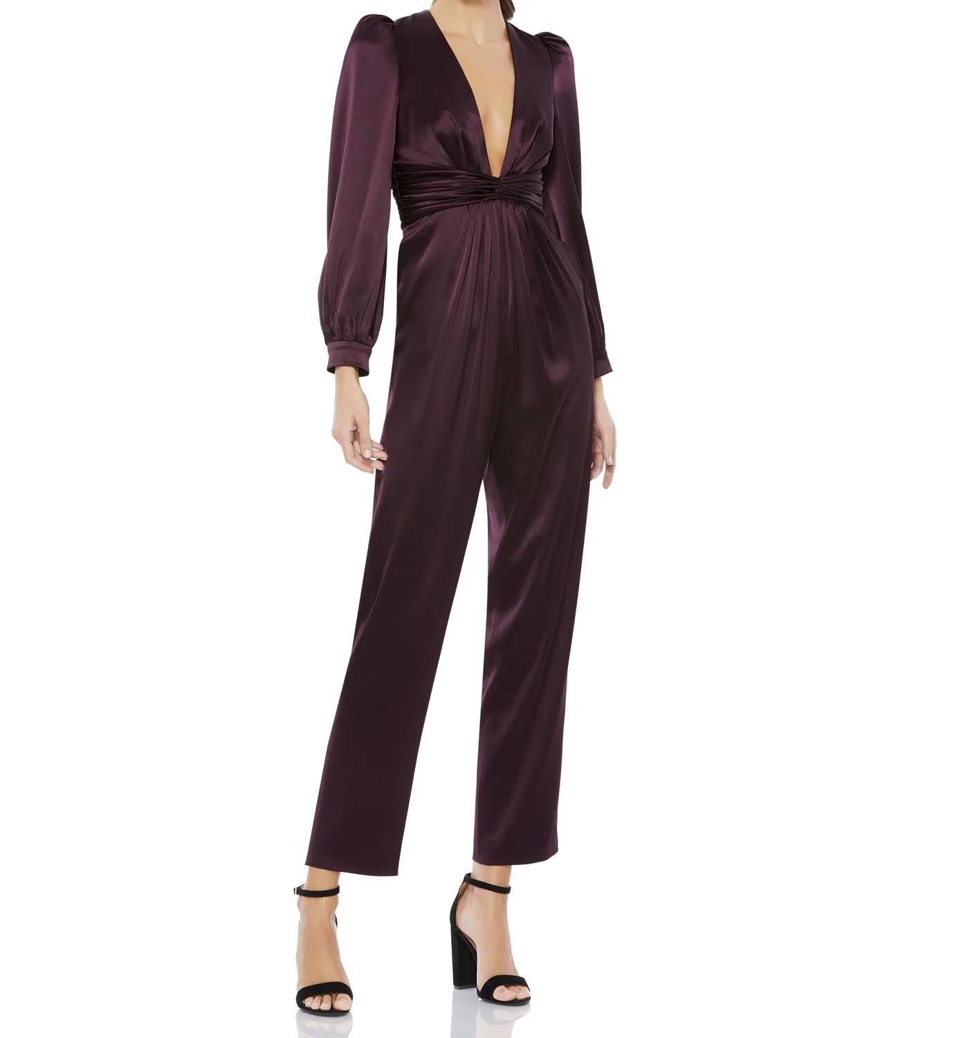 Ieena for Mac Duggal Women's Long Sleeve Jumpsuit Dress in Plum 14 Lord & Taylor | Lord & Taylor