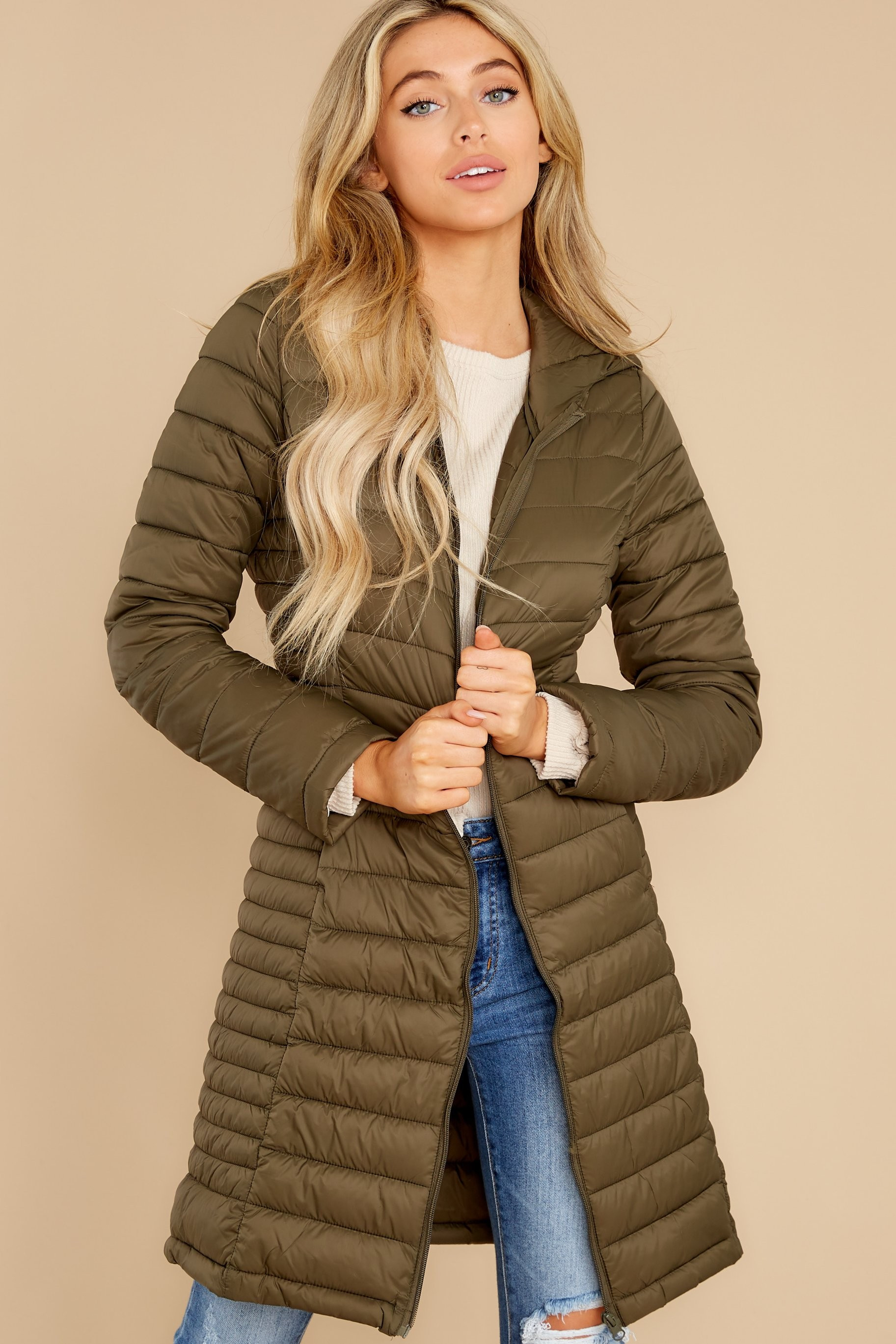 Colorado Cutie Olive Puffer Jacket | Red Dress 