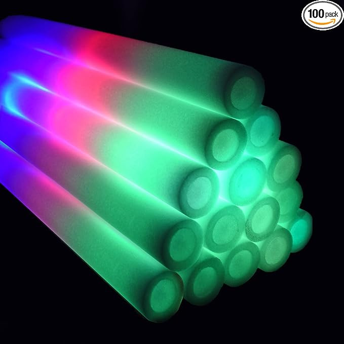 100 LED Party Foam Light Sticks Batons Wand for Wedding, Parties, Birthdays, Guests, Party, DJ, C... | Amazon (US)