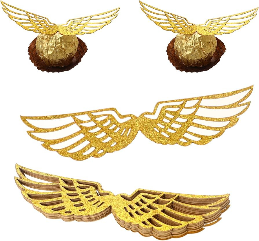 50PCS Wizard Party Chocolate Decoration Wings Chocolate Decoration, Wings Wafer Cupcake Toppers w... | Amazon (US)