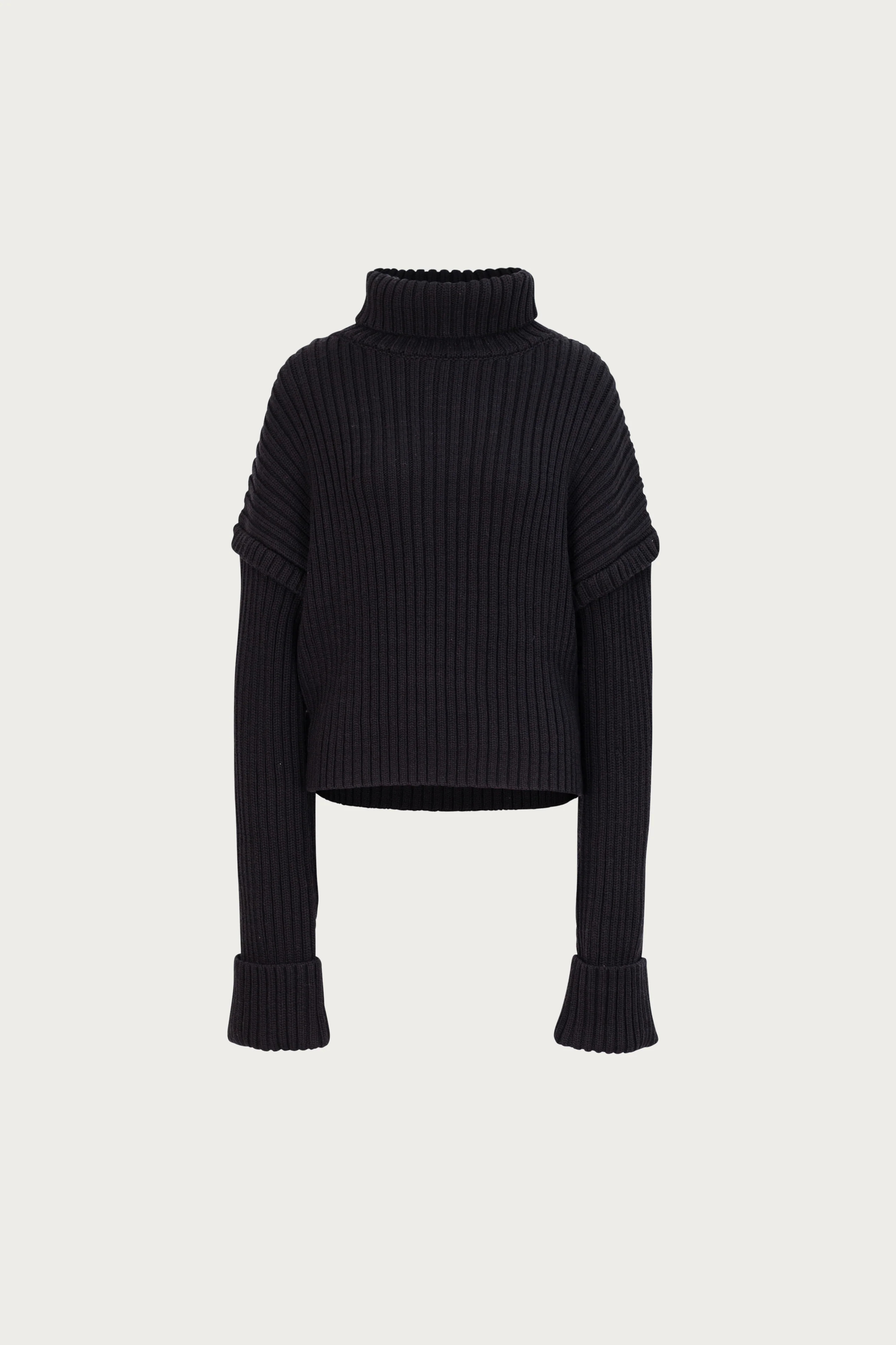 Oversized Ribbed Wool Sweater (Black) | SAME