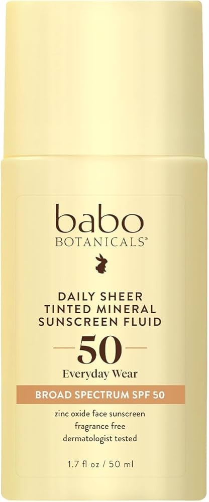 Babo Botanicals Daily Sheer Tinted Mineral Sunscreen Fluid SPF50 - Natural Zinc Oxide - Passion F... | Amazon (US)