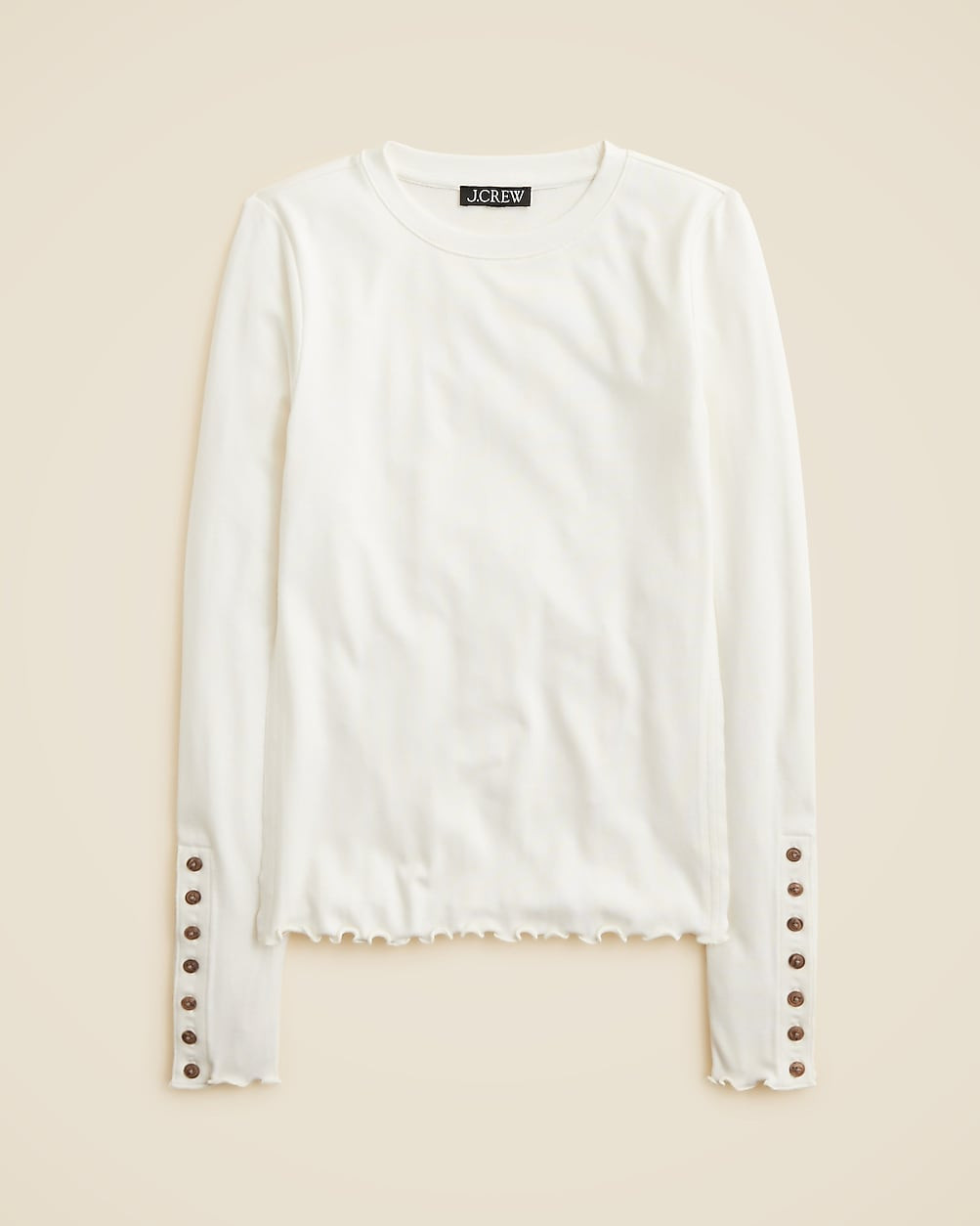Refined rib long-sleeve T-shirt with button cuffs | J. Crew US