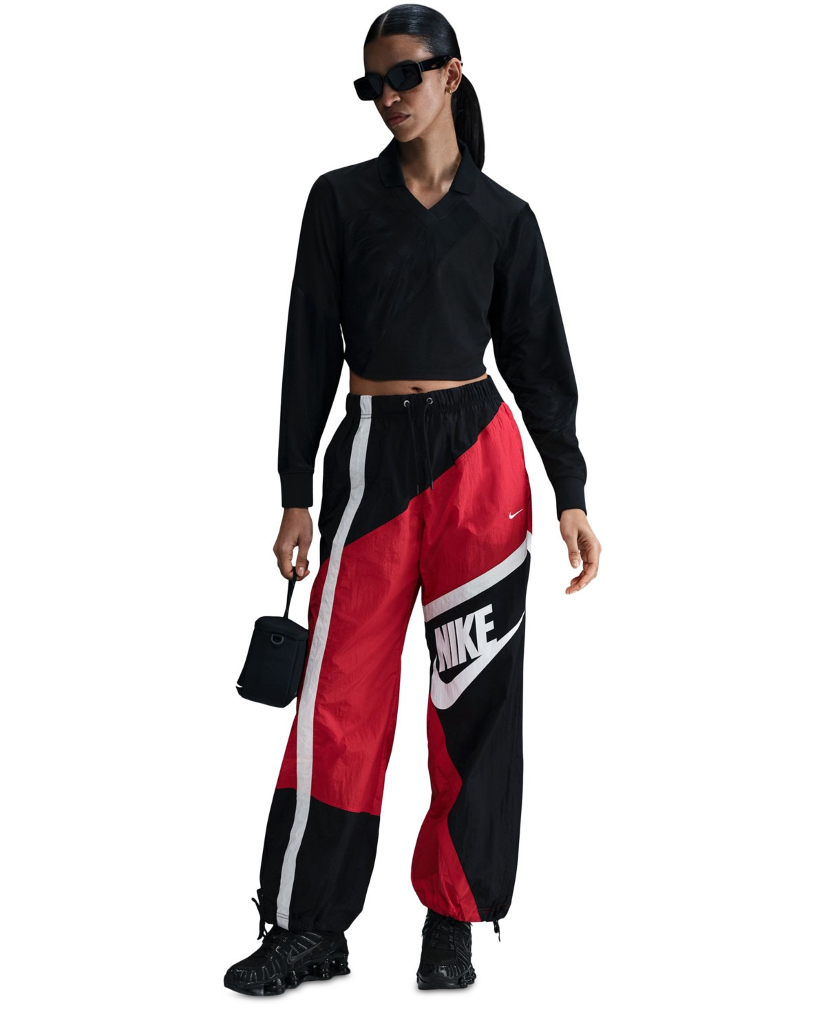 Nike Sportswear Women's Mid-Rise Loose Woven Open-Hem Pants - Unvred/sai | Macy's