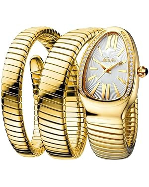 Diamond Quartz Gold Watch Women Snake Design Three Loop Bracelet Watches | Amazon (US)