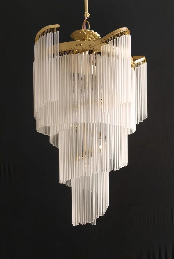 Vintage  Art Deco Retro 80s  Ceiling Hall Light Murano Milk Glass Chandelier Dining Room  Lamp Ha... | Etsy (US)