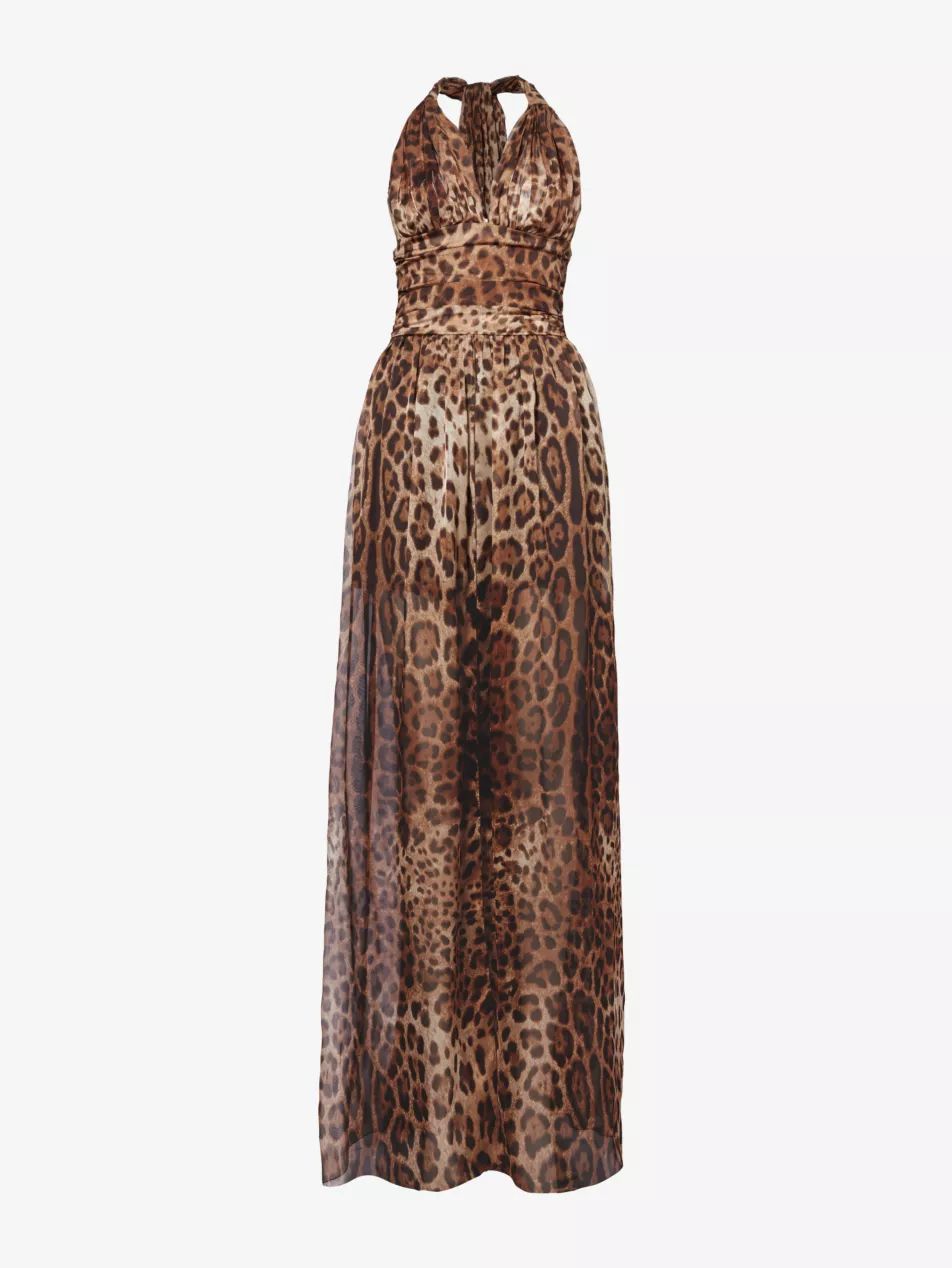 Leopard-print slim-fit silk maxi dress | Selfridges