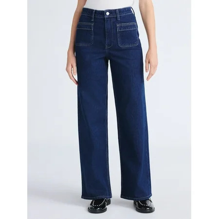 Free Assembly Women's and Women's Plus Wide Leg Jeans with Patch Pockets, 30", 32", and 34" Inseams, Sizes 0-26W | Walmart (US)