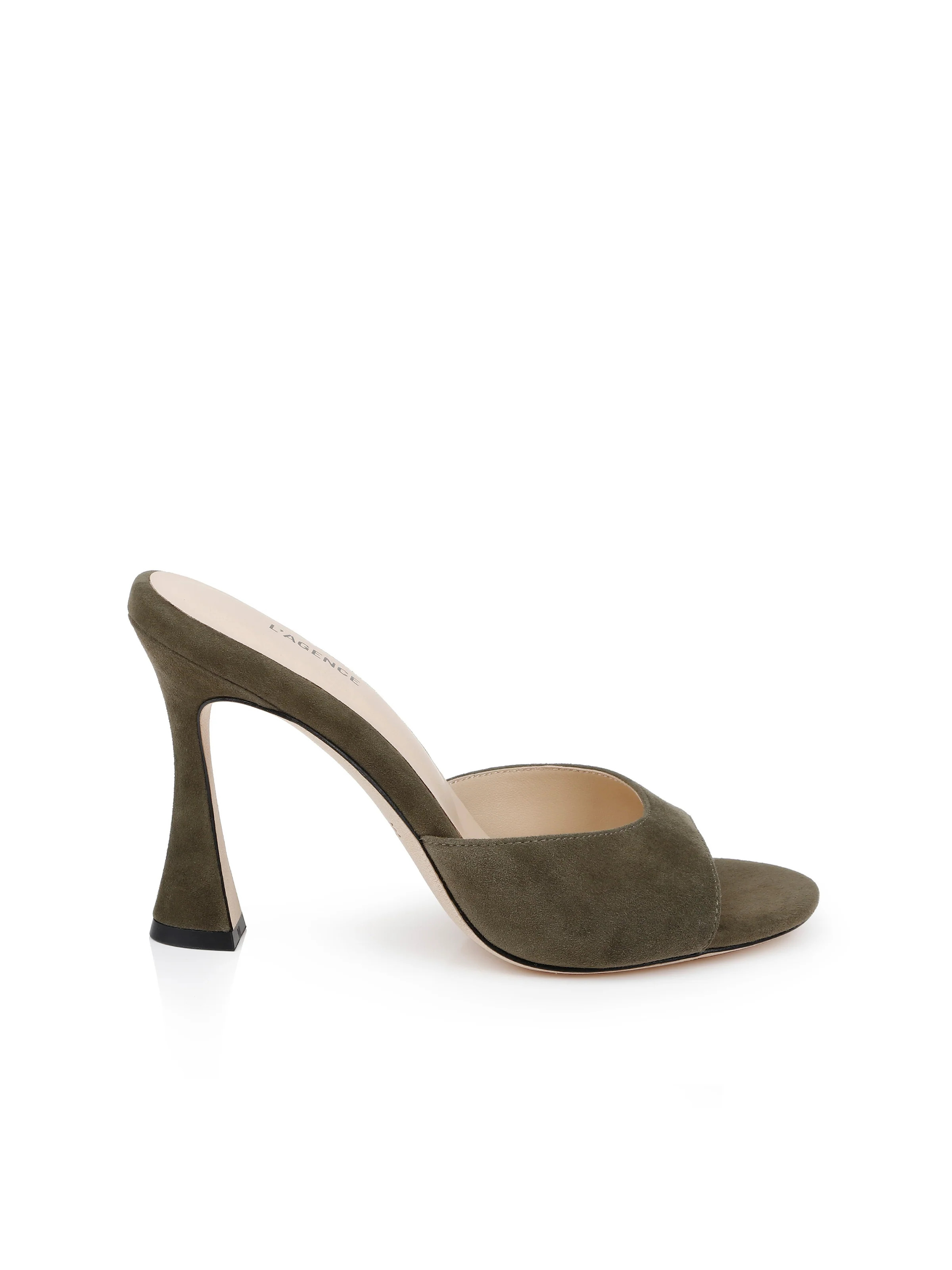 Avery Suede Open-Toe Mule in Olive Suede | L'AGENCE | L'Agence
