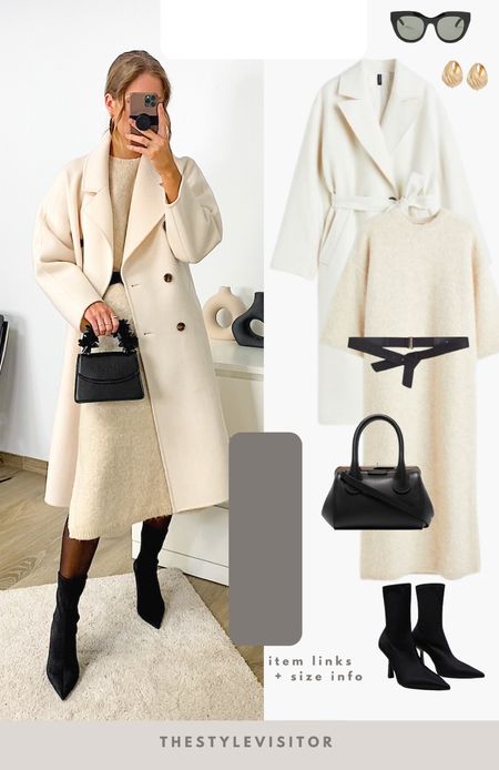 All beige outfit with knit dress and wool coat, black accessories. The dress is super warm and cozy, I sized down to xs. Lovely to wear on the weekends when visiting friends or having brunch with family. Read the size guide/size reviews to pick the right size.

Leave a 🖤 if you want to see more weekend looks like this

#knit dress #monochrome outfit #beige #wool coat #casual outfit #casualchic 

#LTKstyletip #LTKeurope #LTKSeasonal