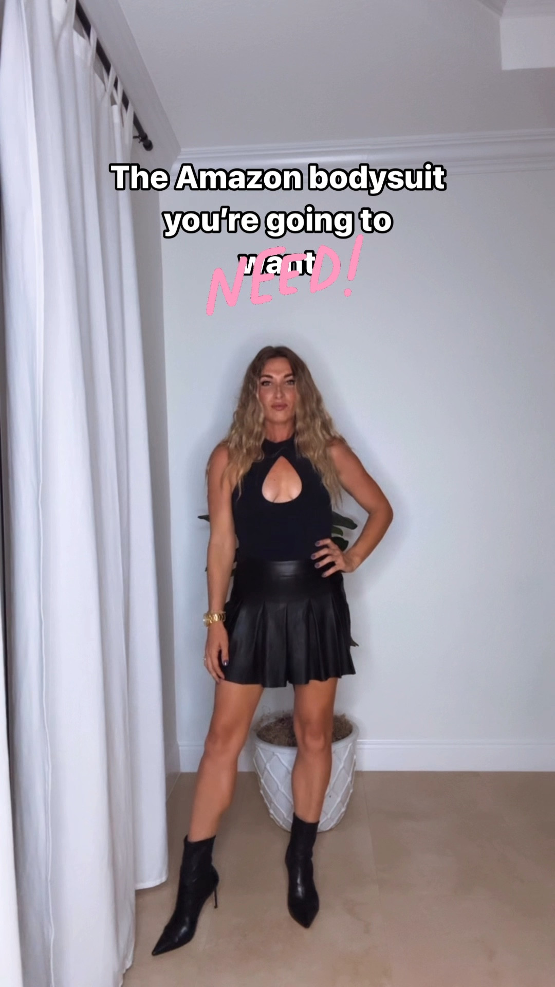 Bodysuit, women’s style, moms night out, halter top, black leather boots, ankle boots, leather skirt skort, going out looks for women, body compressing, lifting bodysuit, cut out, Stuart weitzman, amazon, revolve 

#LTKVideo #LTKxPrimeDay #LTKStyleTip