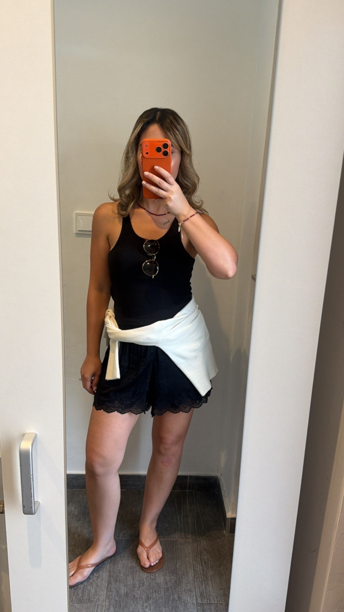 Top Zara SMALL, shorts aerie SMALL, sandals cushionaire, cardigan Marshalls, sunnies madewell. 

#hmstyle #hmsale #outfits #ootd #momstyle #eurostyle #vacationstyle #madewell #sunnies #cushionaire #jellysandals #affordablestyle #petite

#LTKootd #LTKSaleAlert #LTKdayinmylife