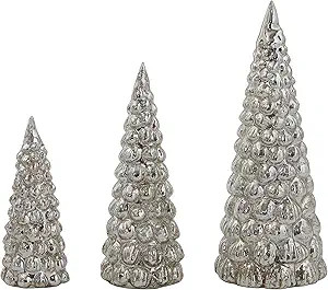 Creative Co-Op Glass Set of Tree Figurine, Silver | Amazon (US)