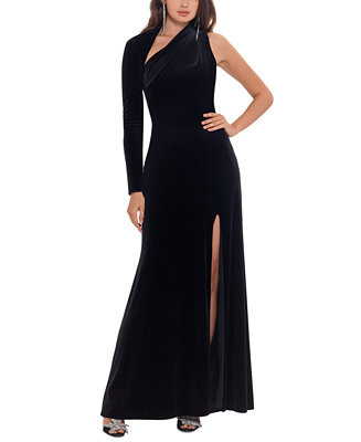 Betsy & Adam Women's Velvet Asymmetrical-Neck One-Sleeve Gown - Macy's | Macy's