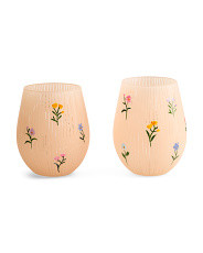 2pk Floral Stemless Wine Glasses | Drinkware | Marshalls | Marshalls