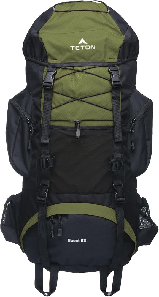 Teton 55L Scout Internal Frame Backpack for Hiking, Camping, Backpacking, Travel, Rain Cover Incl... | Amazon (US)